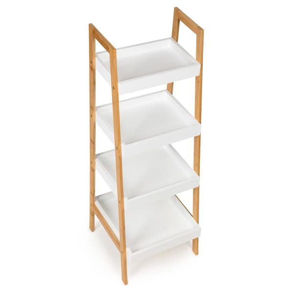Stegebokhylla - 4 hyllor - 98 x 35 x 34,5 cm - vit