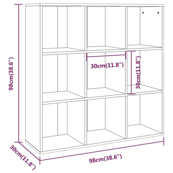 vidaXL bogreol 98x29x97,5 cm grå sonoma-eg