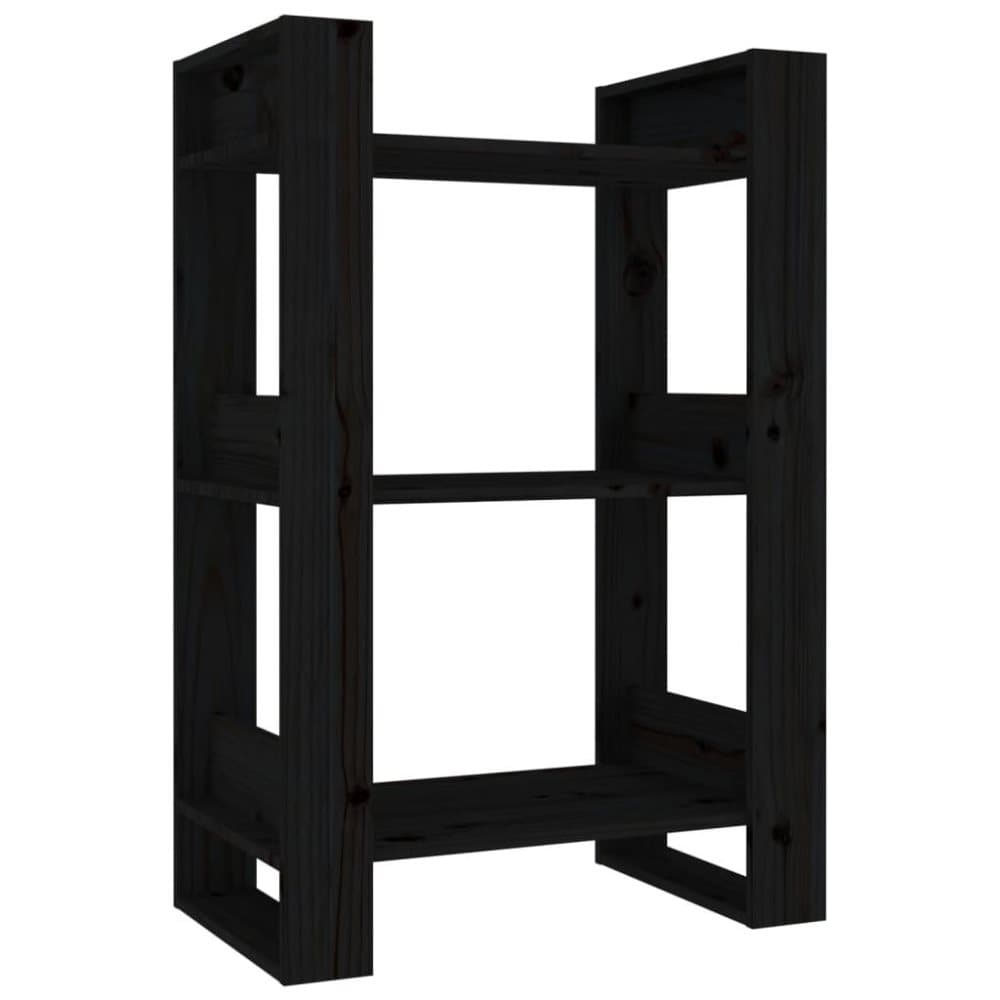 vidaXL Bokhylla/rumsavdelare svart 60x35x91 cm massiv furu
