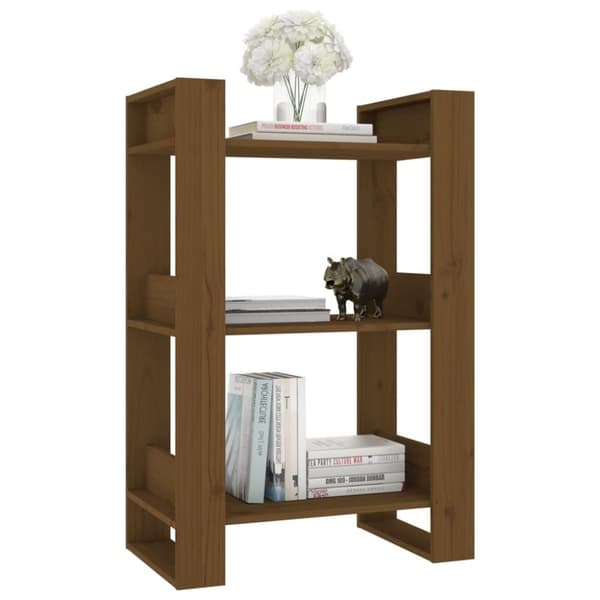 vidaXL bogreol/rumdeler 60x35x91 cm massivt fyrretræ gyldenbrun