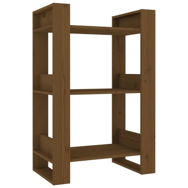 vidaXL bogreol/rumdeler 60x35x91 cm massivt fyrretræ gyldenbrun