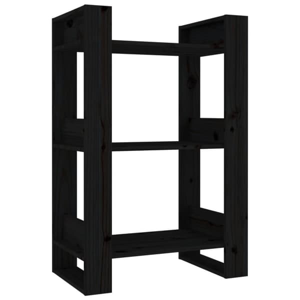 vidaXL bogreol/rumdeler 60x35x91 cm massivt fyrretræ sort