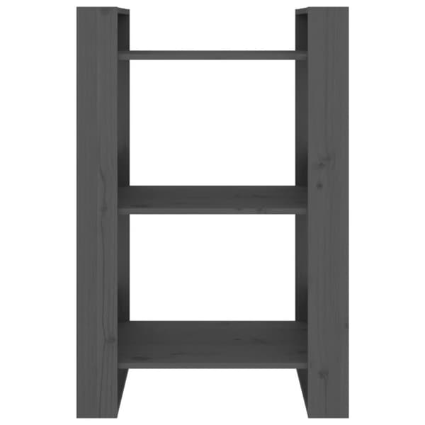 vidaXL bogreol/rumdeler 60x35x91 cm massivt fyrretræ grå