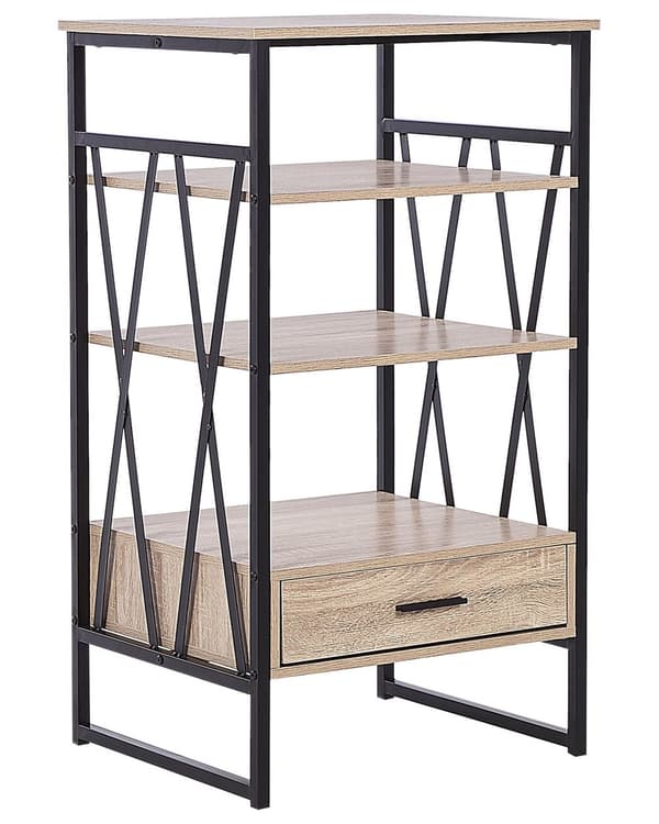 Konsolbord TV bänk Mörk trä och Metall 3 Hyllor 1 Låda Hemmakontor Möbler Modern Stil