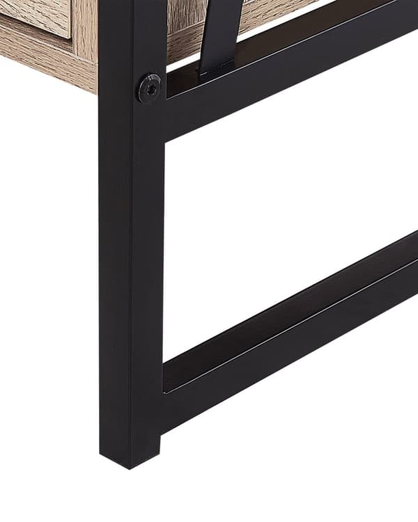 Reol Lyst Træ Sort Metal Stel 101 x 56 cm Lav Bogreol med Skuffe Hylde Opbevaring Industriel stil til Kontor Stue Indendørs Tilbehør