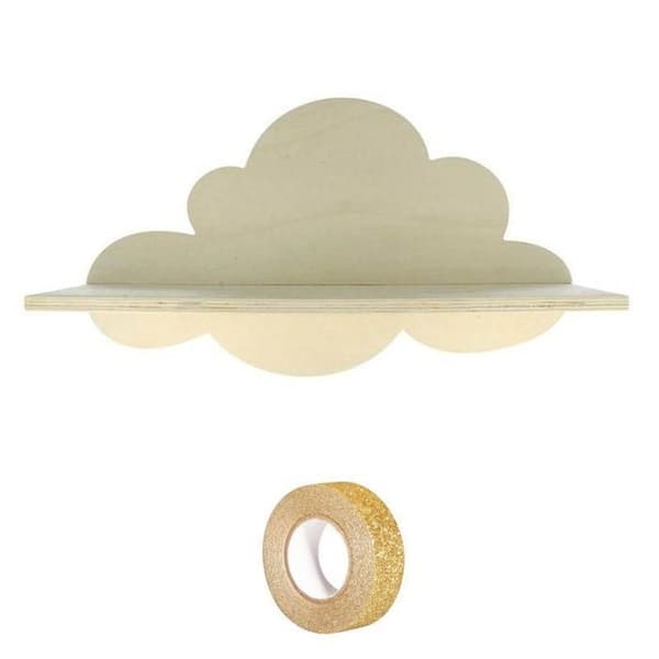 Etagère trä Nuage 39 cm + guldglittrigt masking tape 5 m