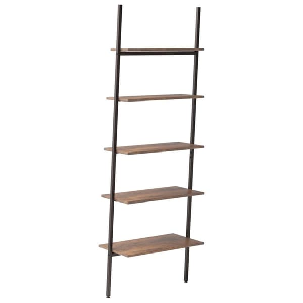 vidaXL Stigehyller 5 etasjer mørkebrun og svart 64x34x185,5 cm