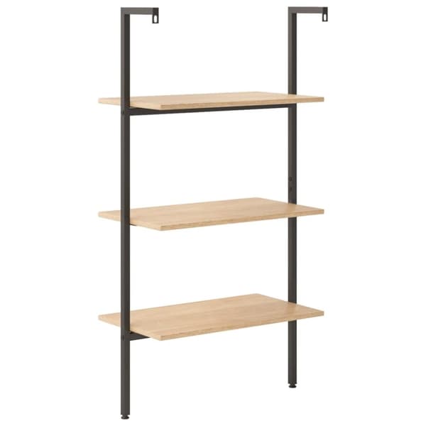 vidaXL Hylla 3 hyllplan ljusbrun och svart 64x35x120,5 cm