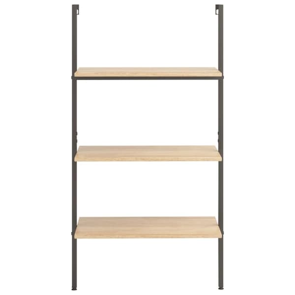 vidaXL Hylla 3 hyllplan ljusbrun och svart 64x35x120,5 cm