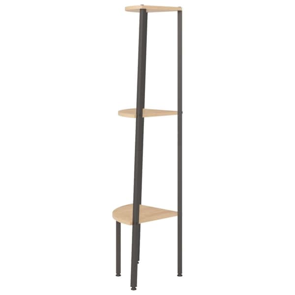 vidaXL Hjørnehylle 3 etasjer lysebrun og svart 45,5x31,5x120 cm