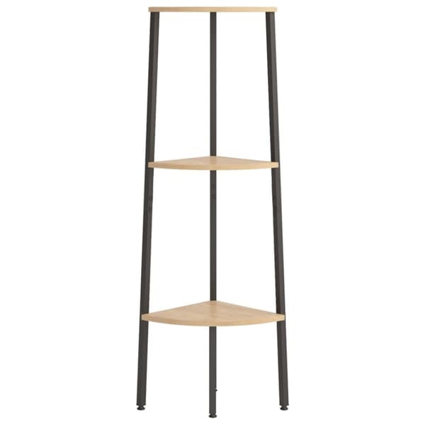 vidaXL Hjørnehylle 3 etasjer lysebrun og svart 45,5x31,5x120 cm