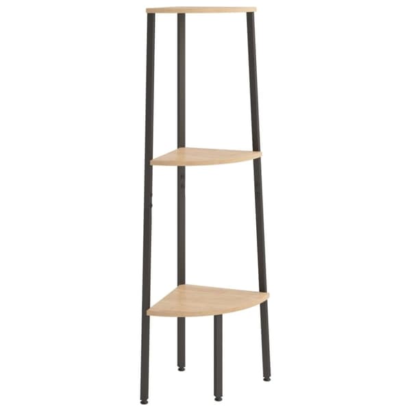 vidaXL Hjørnehylle 3 etasjer lysebrun og svart 45,5x31,5x120 cm