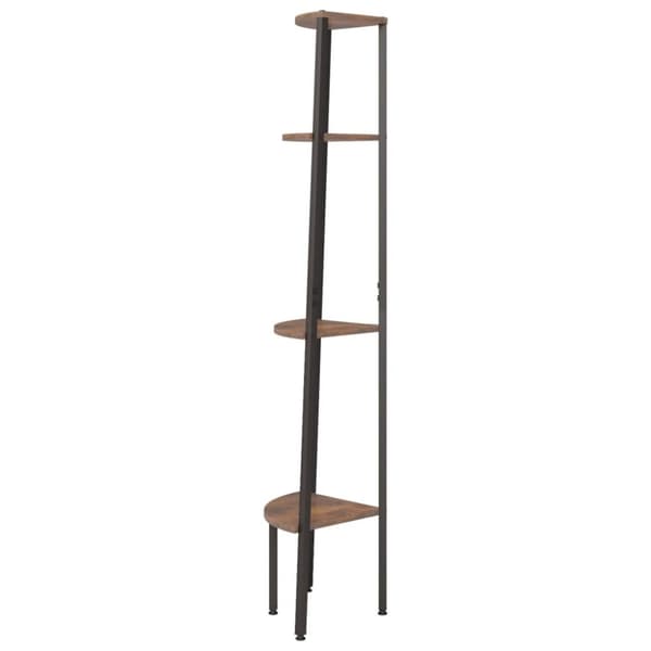 vidaXL Hjørnehyller 4 etasjer mørkebrun og svart 45,5x31,5x150 cm