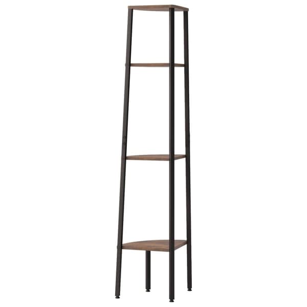vidaXL Hjørnehyller 4 etasjer mørkebrun og svart 45,5x31,5x150 cm