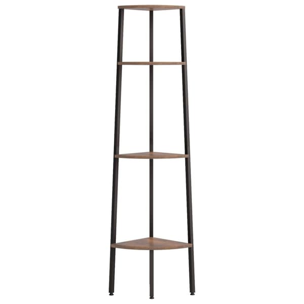 vidaXL Hjørnehyller 4 etasjer mørkebrun og svart 45,5x31,5x150 cm