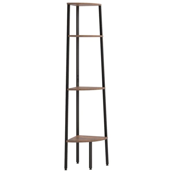 vidaXL Hjørnehyller 4 etasjer mørkebrun og svart 45,5x31,5x150 cm
