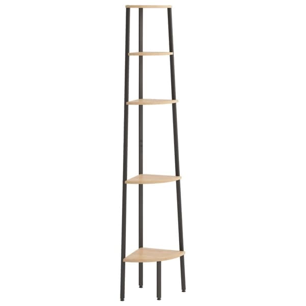 vidaXL Hjørnehyller 5 etasjer lysebrun og svart 45,5x31,5x180 cm