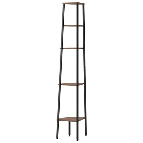 vidaXL Hjørnehyller 5 etasjer mørkebrun og svart 45,5x31,5x180 cm