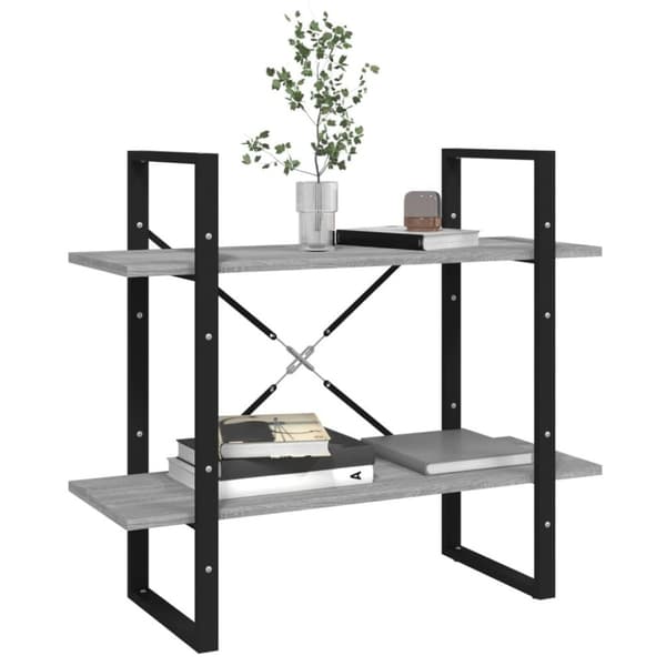 vidaXL Bokhylla 2 hyllor grå sonoma 80x30x70 cm konstruerat trä
