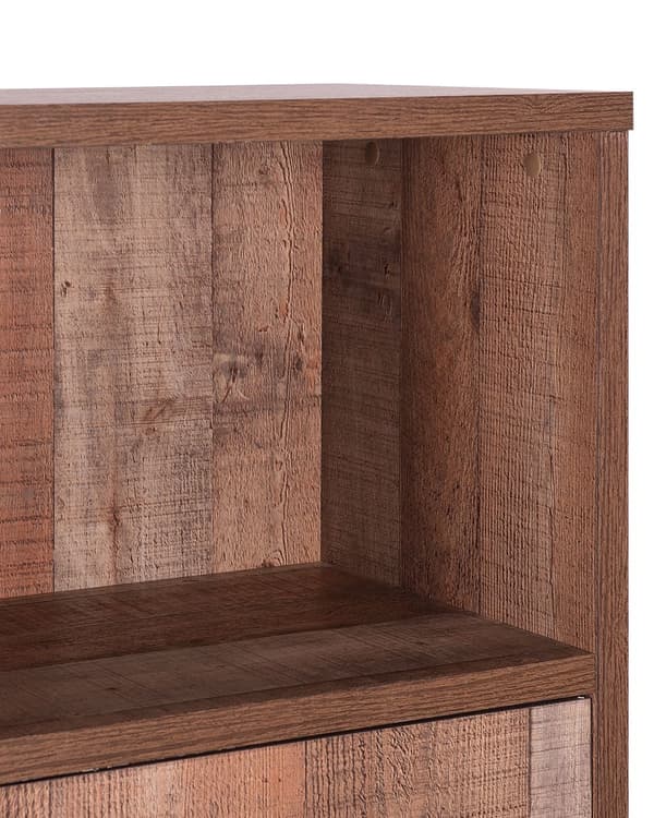 Bokhylle Lyst tre Svarte metallben 131 cm 2 skuffer 1 skap 4 hyller Rustikk Moderne