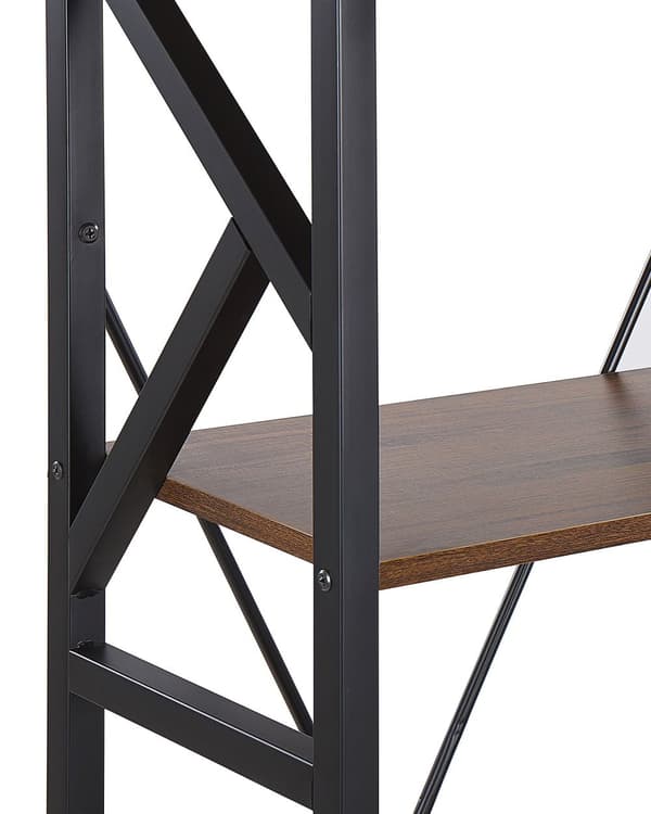 Bokhylle Mørkt tre Svart Metall 150 x 25 x 47 cm 5 hyller Bokreol Oppbevaring Åpen rygg Dekorativ Industrielt design Kontor Stue Bibliotek