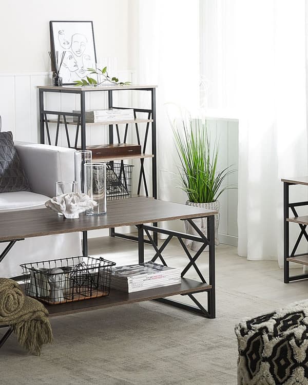 Konsollbord TV-bord Taupe Tre og Metall 3 Hyller 1 Skuff Hjemmekontormøbler Moderne Stil
