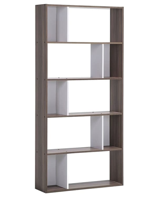 Bokhylle i mørkt tre og hvitt 174 x 83 cm Store og små hyller Skandinavisk