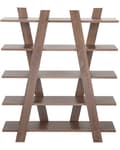 Miniatyrbilde 6 av 9: Bokhylle Mørkt tre 100 x 30 x 116 cm Frittstående bokreol 5 hyller Oppbevaring Skandinavisk design Stue Hjemmekontor