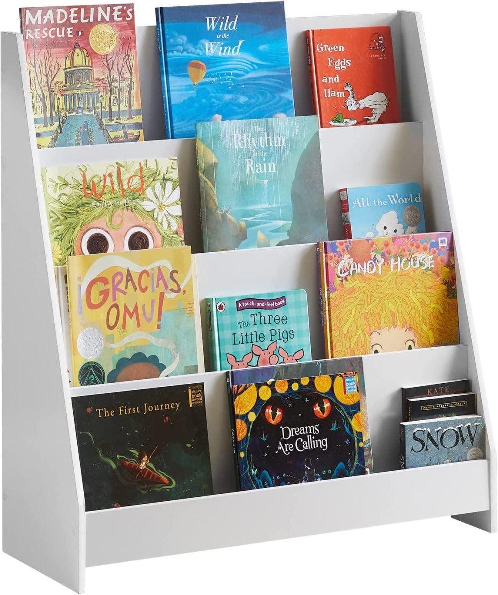 Rootz Children Kids Bookcase Book Shelf Storage Shelf Rack Organizer Holder with 4 Shelves