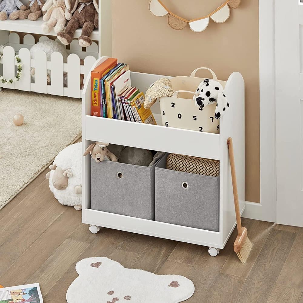 Rootz Children Kids Toy Shelf Bookcase Book Shelf- Storage Display Shelf Rack Organizer Holder with 2 Shelves 1 Drawer