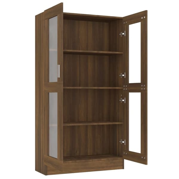 vidaXL vitrineskab 82,5x30,5x150 cm konstrueret træ brun egetræsfarve