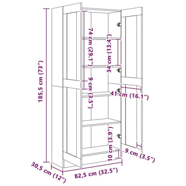 vidaXL bogskab 82,5x30,5x185,5 cm konstrueret træ grå sonoma-eg