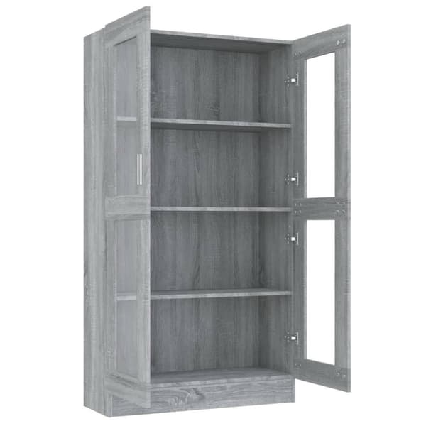 vidaXL vitrineskab 82,5x30,5x150 cm konstrueret træ grå sonoma-eg