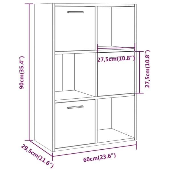 vidaXL opbevaringsskab 60x29,5x90 cm røget egetræsfarve