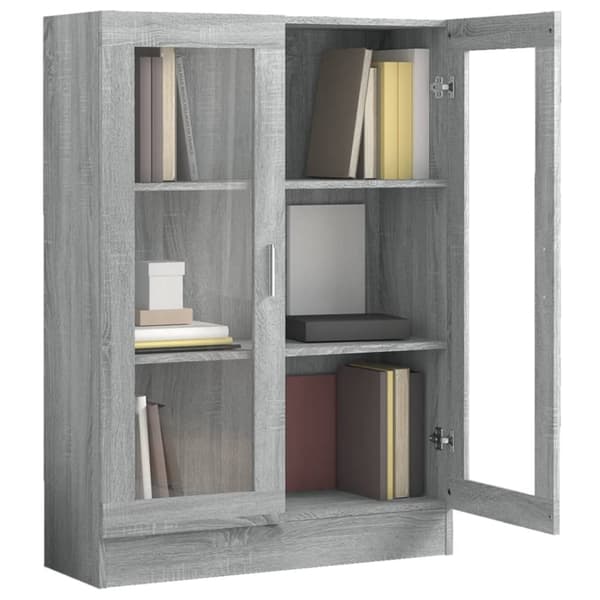 vidaXL vitrineskab 82,5x30,5x115 cm konstrueret træ grå sonoma-eg