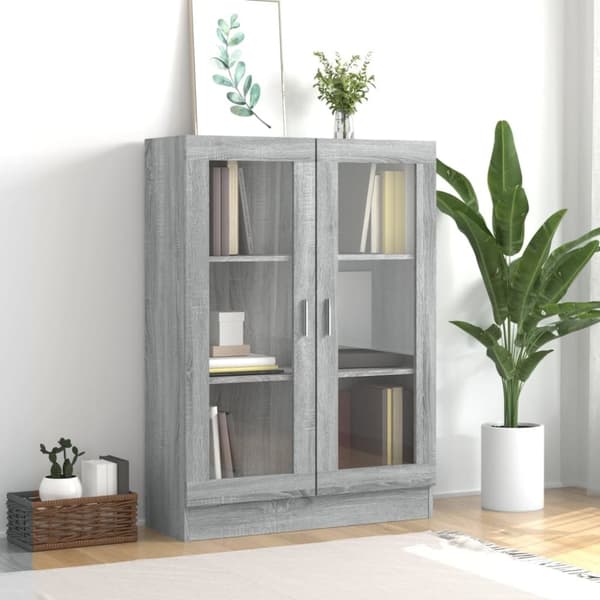 vidaXL vitrineskab 82,5x30,5x115 cm konstrueret træ grå sonoma-eg