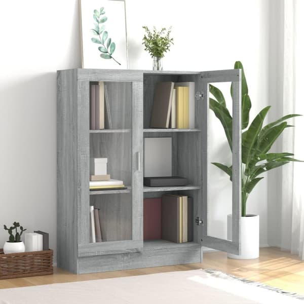 vidaXL vitrineskab 82,5x30,5x115 cm konstrueret træ grå sonoma-eg