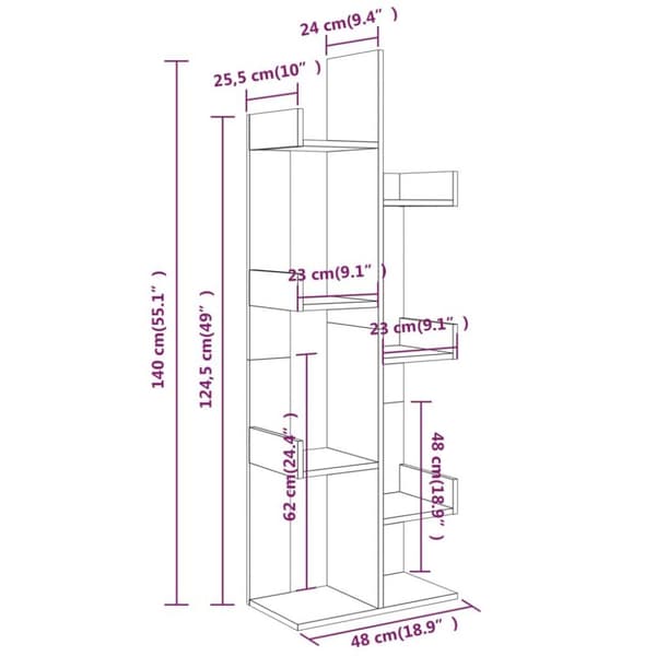 vidaXL bogreol 48x25,5x140 cm konstrueret træ brun egetræsfarve