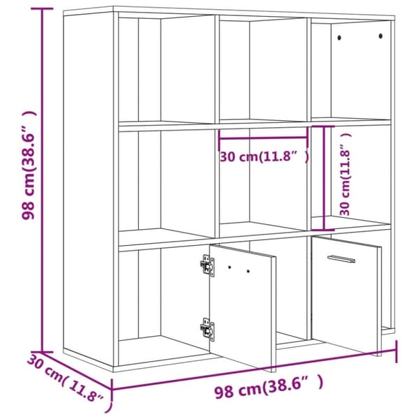 vidaXL Bokhylla brun ek 98x30x98 cm