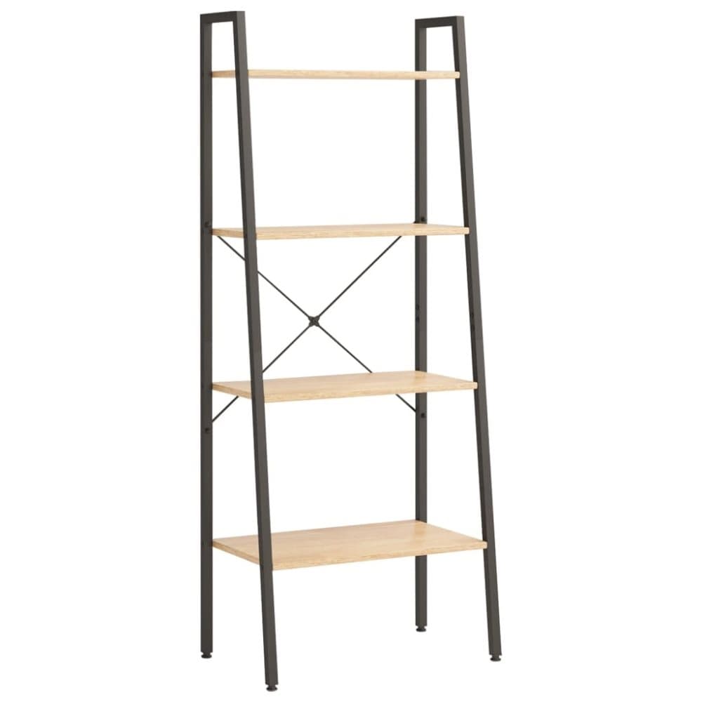 vidaXL Hylla 4 plan ljusbrun och svart 56x35x140 cm