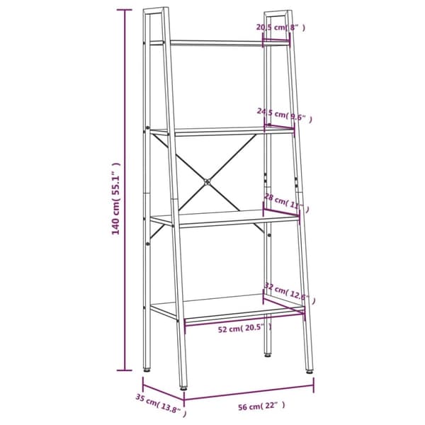 vidaXL Hylla 4 plan svart 56x35x140 cm