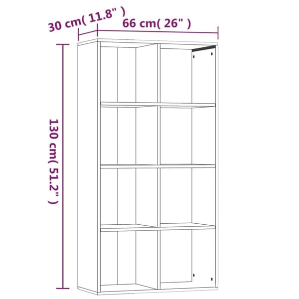 vidaXL Bokhylle/skjenk brun eik 66x30x130 cm konstruert tre