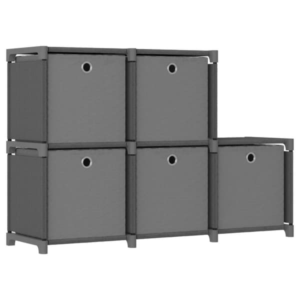 vidaXL Display reol med 5 rum og kasser 103x30x72,5 cm stof grå