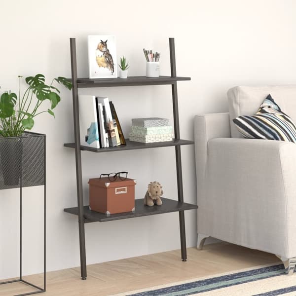 vidaXL stigereol med 3 hylder 64x34x116 cm sort