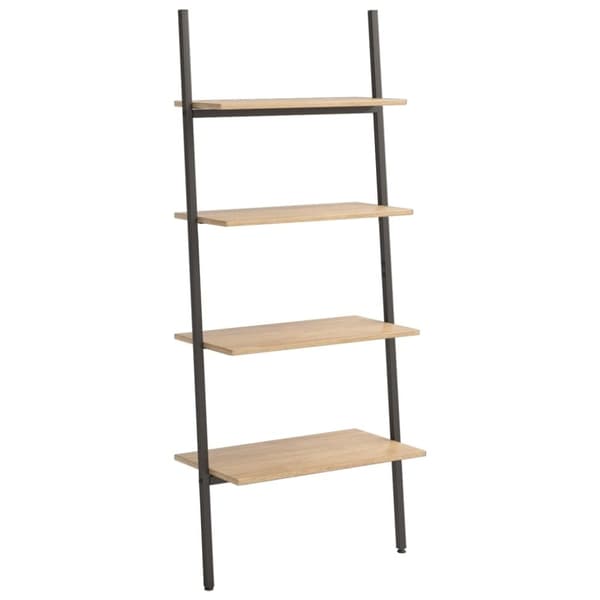 vidaXL stigereol med 4 hylder 64x34x150,5 cm lysebrun og sort