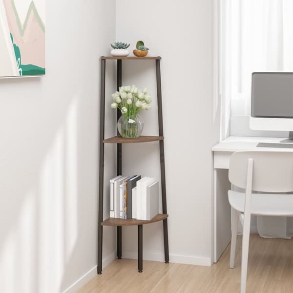 vidaXL stigereol med 3 hylder 45,5x31,5x120 cm mørkebrun og sort