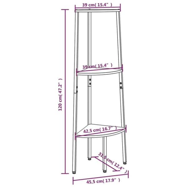 vidaXL stigereol med 3 hylder 45,5x31,5x120 cm lysebrun og sort