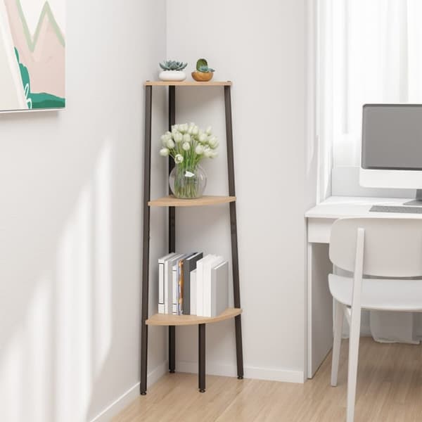 vidaXL stigereol med 3 hylder 45,5x31,5x120 cm lysebrun og sort