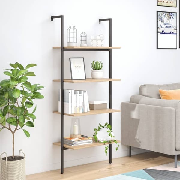 vidaXL stigereol med 4 hylder 64x35x152,5 cm lysebrun og sort