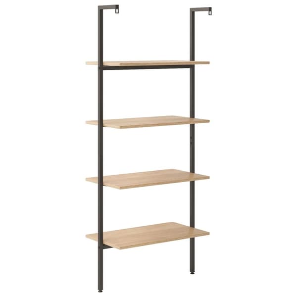 vidaXL stigereol med 4 hylder 64x35x152,5 cm lysebrun og sort